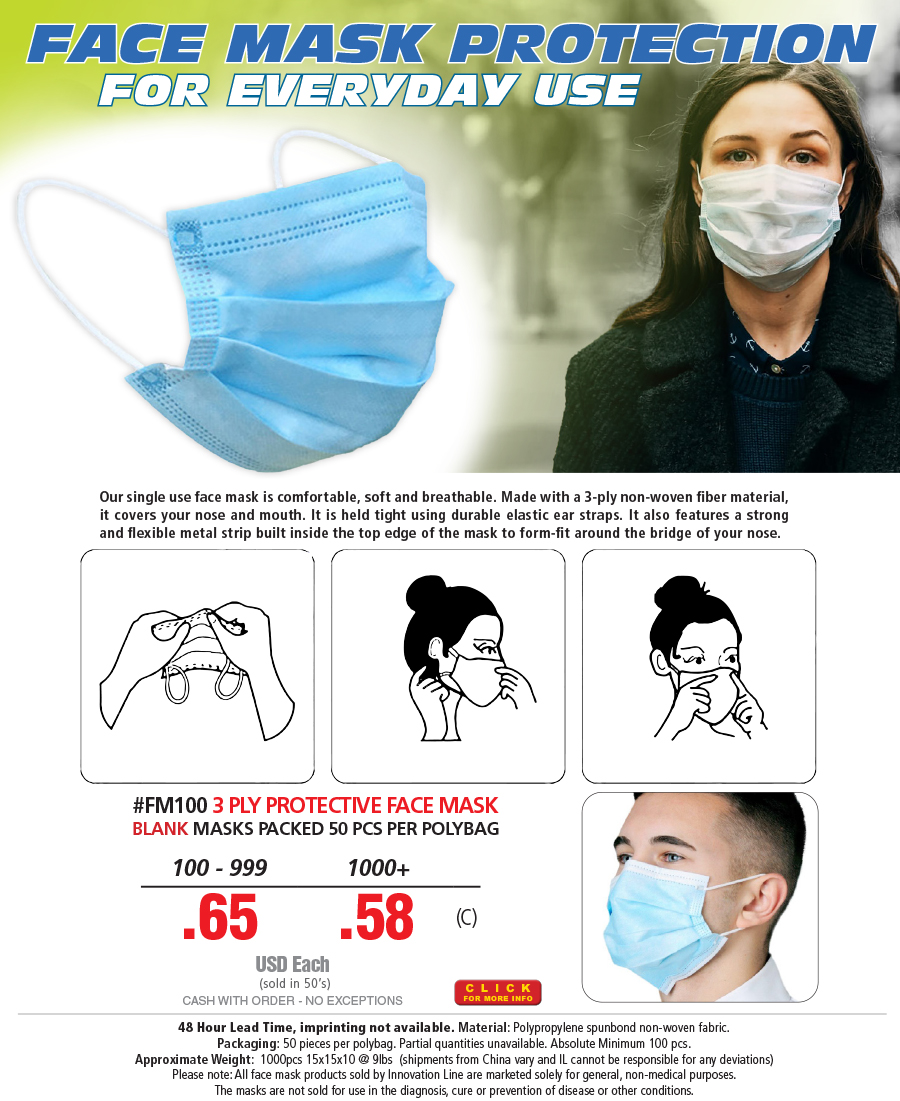 #FM100 3 Ply Protective Face Mask