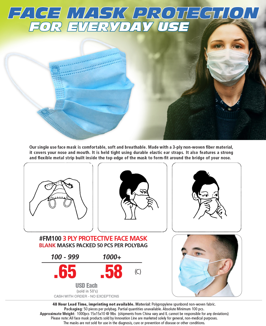 #FM100 3 Ply Protective Face Mask