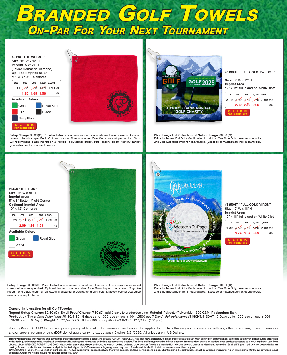 5130 5150 5130HT 5150HT Microfiber Golf Towel