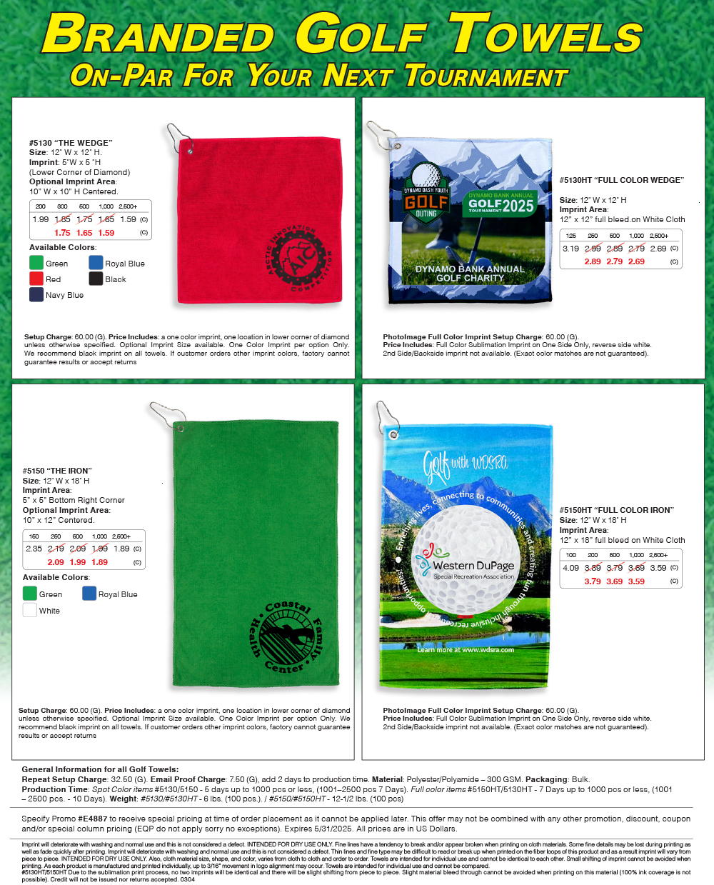 5130 5150 5130HT 5150HT Microfiber Golf Towel