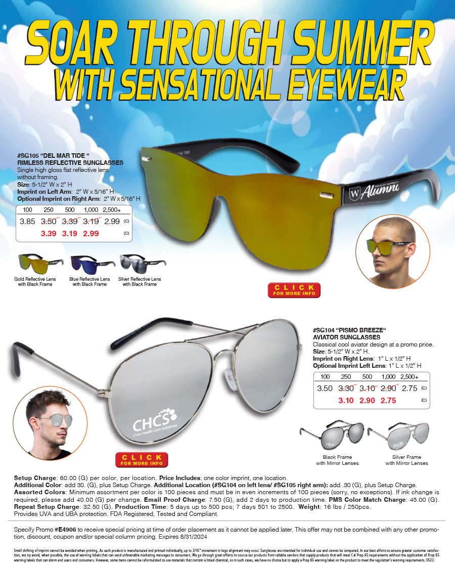 SG104 SG105 Soar through Summer with Sensational Eyewear