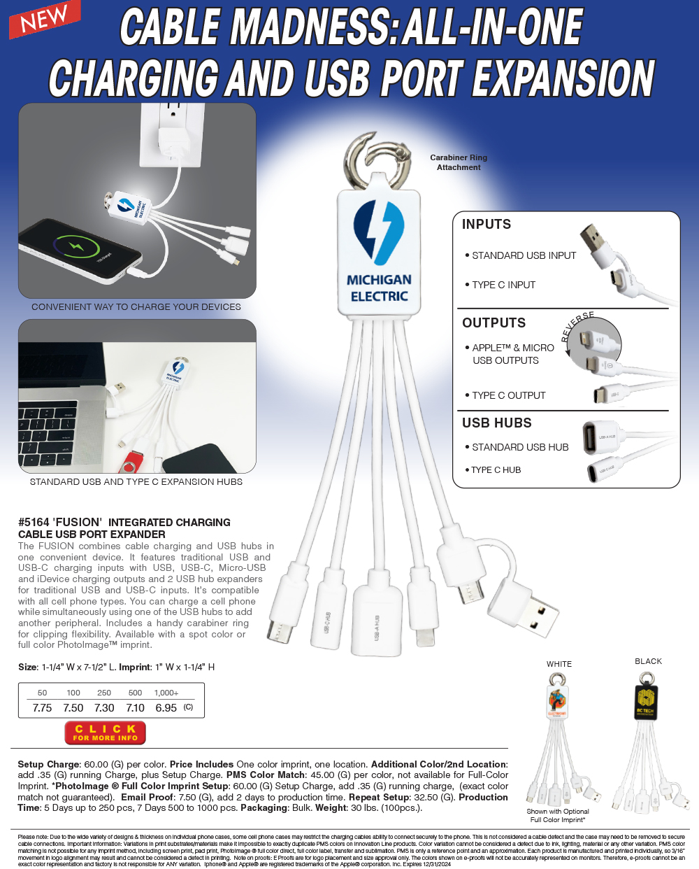 #5164 FUSION -  Integrated Charging Cable USB Port Expander