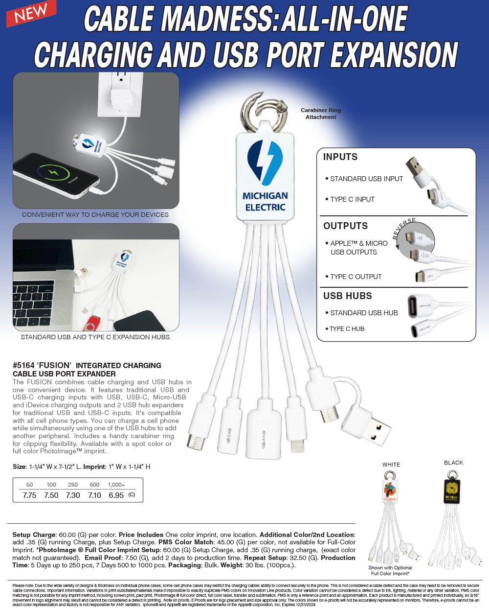 #5164 FUSION -  Integrated Charging Cable USB Port Expander