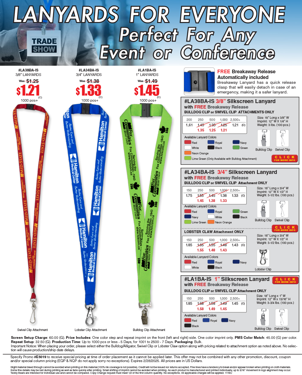 #LA38BA-IS #LA34BA-IS #LA1BA-IS Silkscreen Lanyard with FREE Breakaway Release