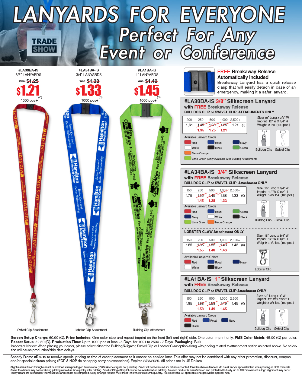 #LA38BA-IS #LA34BA-IS #LA1BA-IS Silkscreen Lanyard with FREE Breakaway Release