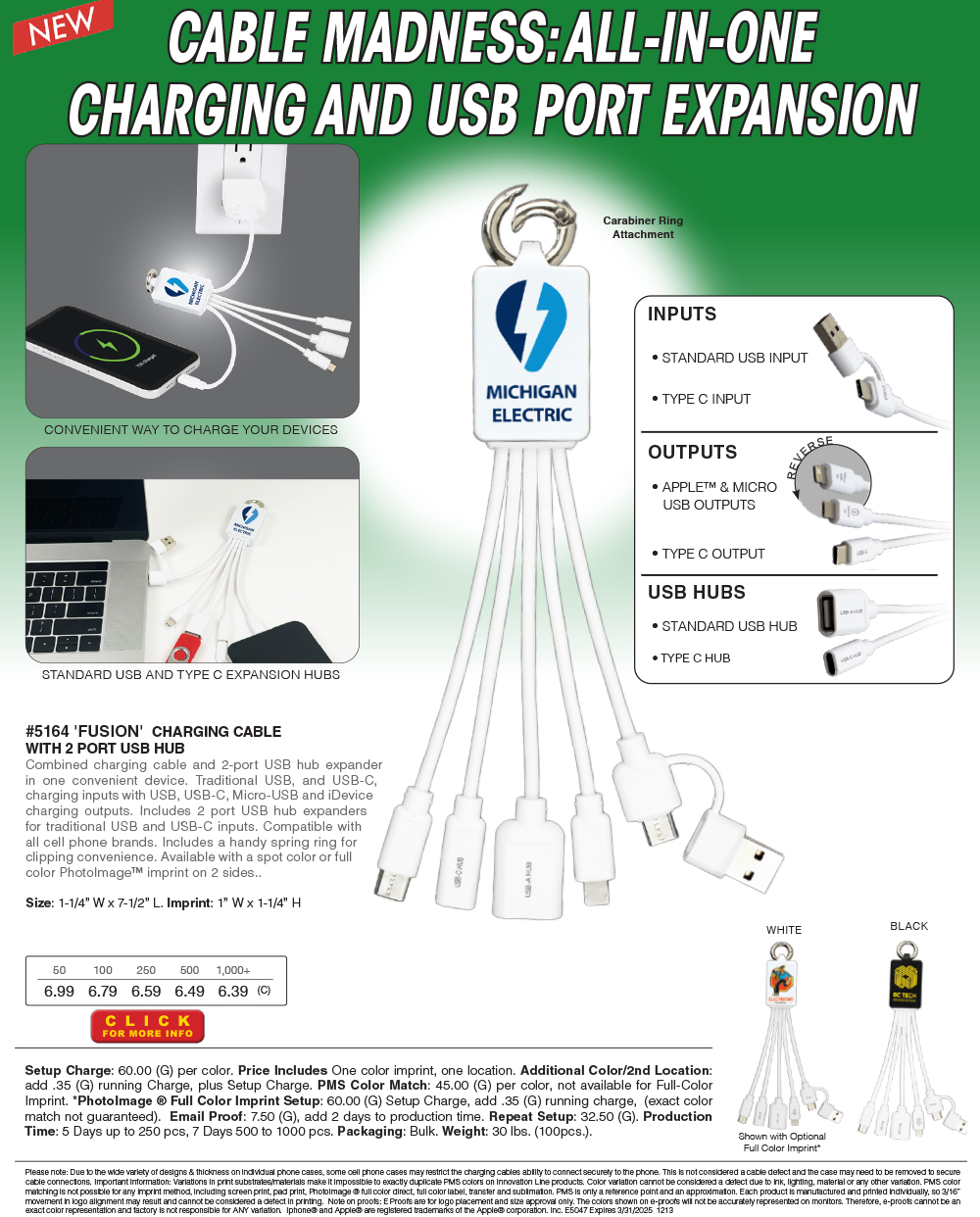 #5164 FUSION -  Integrated Charging Cable USB Port Expander