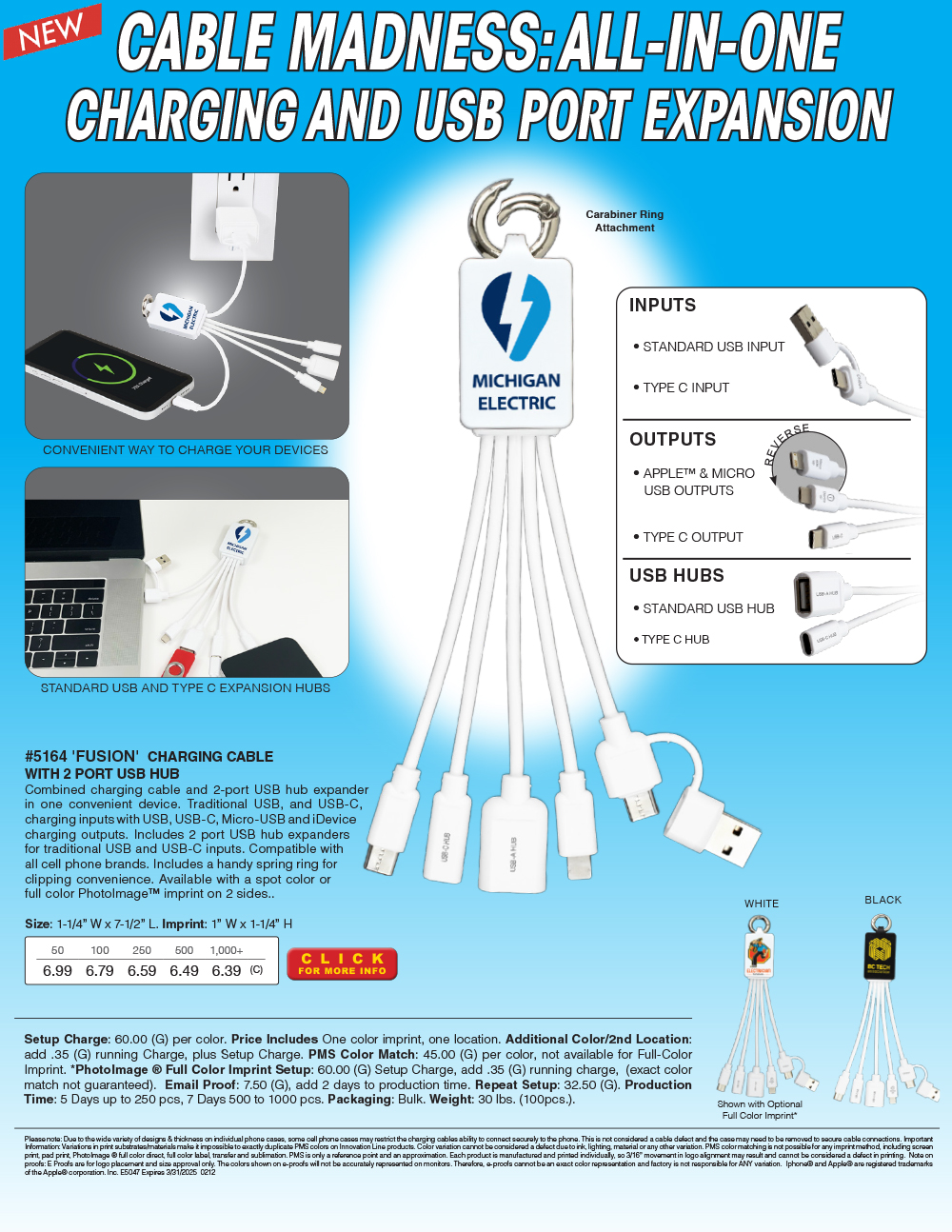 #5164 FUSION -  Integrated Charging Cable USB Port Expander