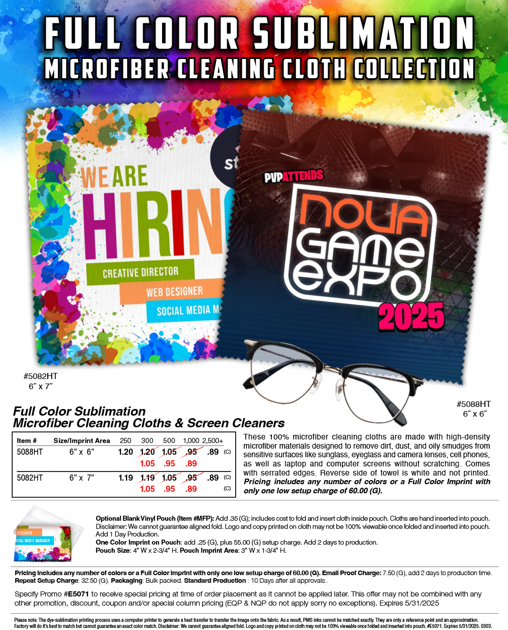 5088HT 5082HT Full Color Sublimation Cleaning Cloths & Screen Cleaner 
