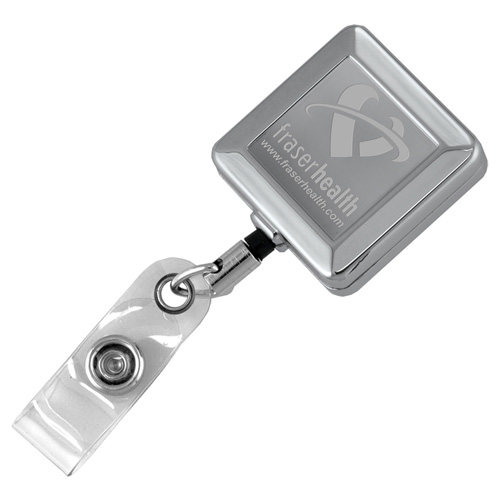 HAMILTON LZ 32 Cord Square Chrome Solid Metal Retractable Badge Reel and Badge  Holder with Laser Imprint - Innovation Line