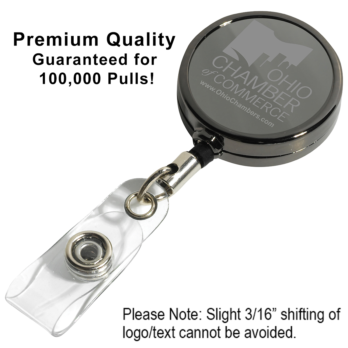 DUBLIN GUNMENTAL LZ 30 Cord Gunmetal Colored Solid Metal Retractable  Badge Reel and Badge Holder with Laser Imprint - Innovation Line