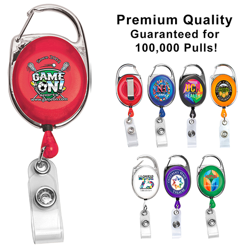 "OBERLIN PI" 30" Cord PhotoImage ® Full Color Imprint* Retractable Carabiner Style Badge Reel and Badge Holder  (Patent D539,122)