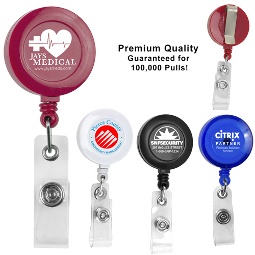 DUBLIN CHROME LZ 30 Cord Chrome Solid Metal Retractable Badge Reel and Badge  Holder with Laser Imprint Only - Innovation Line